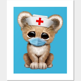 Cute Lion Cub Nurse Posters and Art